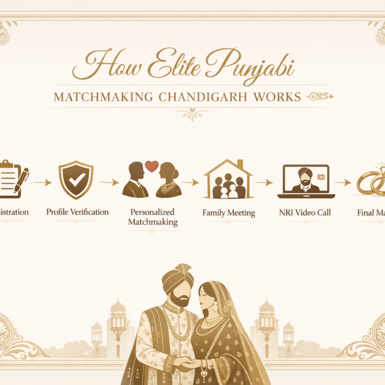 Infographic showing elite Punjabi matchmaking process in Chandigarh