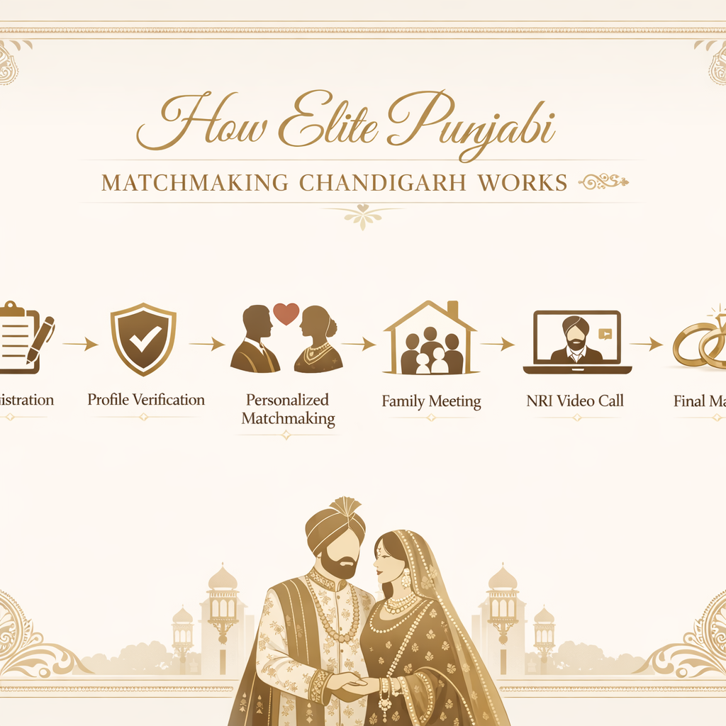 Infographic showing elite Punjabi matchmaking process in Chandigarh